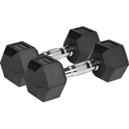 Halteres de ferro fundido emborrachados HEX 2x8 kg REBEL ACTIVE