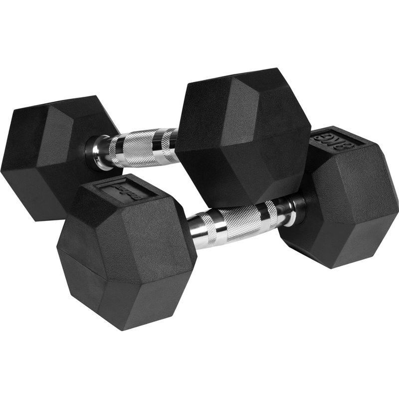 Mancuernas hexagonales de hierro fundido recubiertas de goma Rebel Active 2x8 kg
