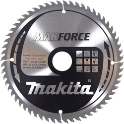 Hoja de sierra circular Makforce TCT, 190 x 30 mm, 60 dientes, B-32390