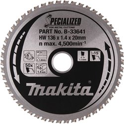 Cuchilla de sierra circular, especializada, TCT, 136x20 mm, 50t, B-33641