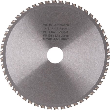 Lâmina de serra circular, especializada, TCT, 136x20mm, 50t, B-33641