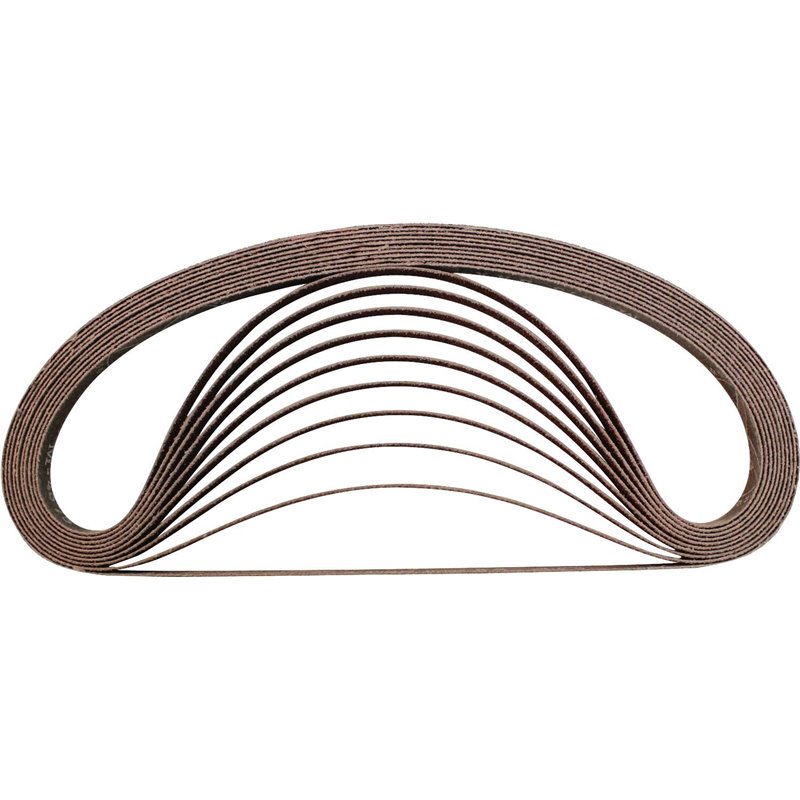 Cinturón abrasivo 3/8 pulgadas x 21 pulgadas, 120 grano, 10 piezas