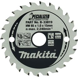 Kreissägeklinge, spezialisiertes TCT, 85 x 15 mm, 24 T, B-33819