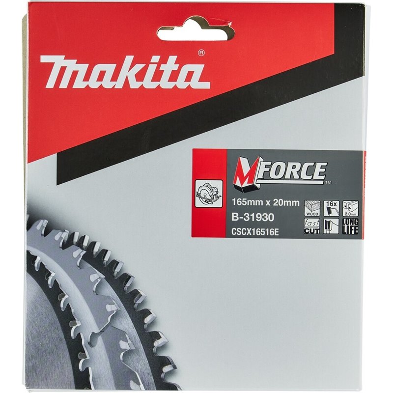 Cuchilla de sierra circular, M-Force, TCT, 165x20 mm 16t, B-31930