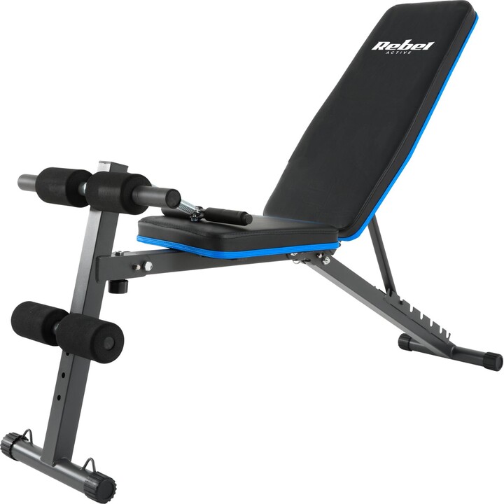 Banco de entrenamiento inclinado Rebel Active con bloqueo de piernas y bandas elásticas, Carga máxima 170 kg