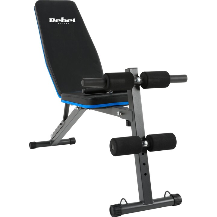 Banco de entrenamiento inclinado Rebel Active con bloqueo de piernas y bandas elásticas, Carga máxima 170 kg