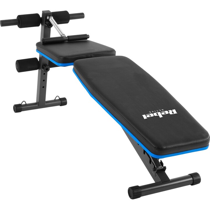 Banco de entrenamiento inclinado Rebel Active con bloqueo de piernas y bandas elásticas, Carga máxima 170 kg