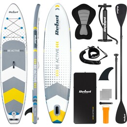 Tabla de Sup Rebel Active RBA-4501 blanca con asiento, Tecnología Drop-stitch, Cubierta antideslizante