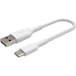 Belkin USB-C/USB-A Kabel ummantelt, 15cm, weiß
