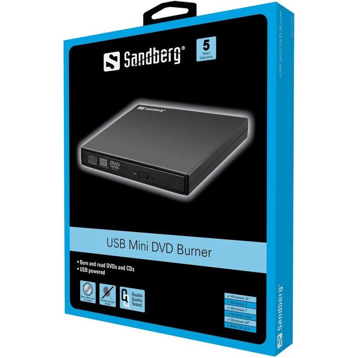 Sandberg 133-66 Externer Mini DVD-Brenner USB Preto