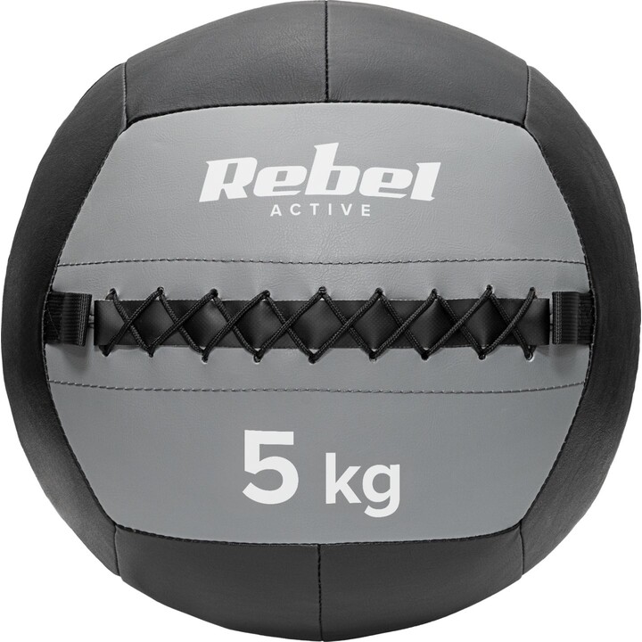 Balón de ejercicio medicinal Rebel Active de 5 kg, diámetro de 35 cm, negro/gris
