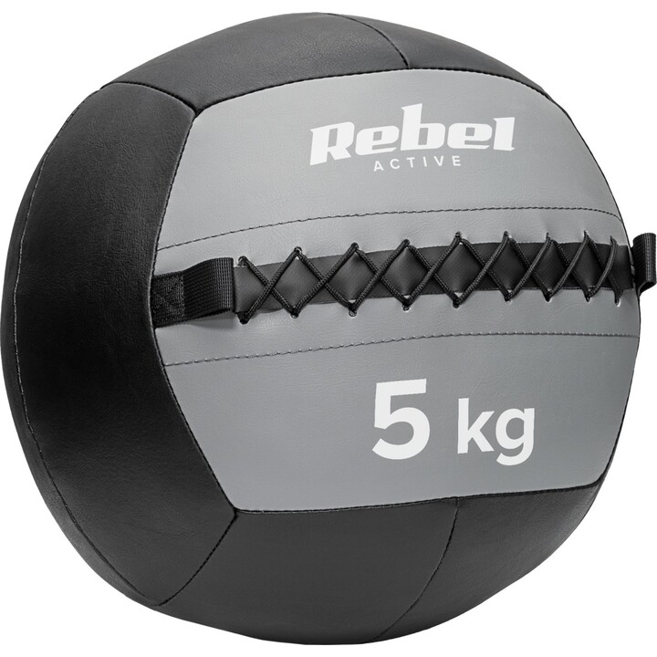 Balón de ejercicio medicinal Rebel Active de 5 kg, diámetro de 35 cm, negro/gris