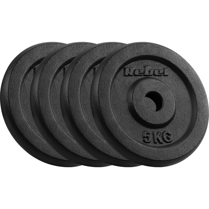 Cast iron weight set 4x5kg, bore 31mm, classic disc, REBEL ACTIVE