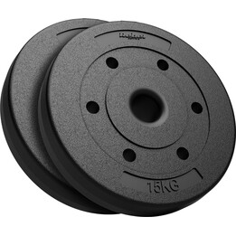 Set di pesi bituminosi 2x15kg, foro 51mm - per bilancieri olimpici, REBEL ACTIVE