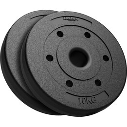 Conjunto de pesos betuminosos 2x10kg, furo de 51mm - para halteres olímpicos, REBEL ACTIVE