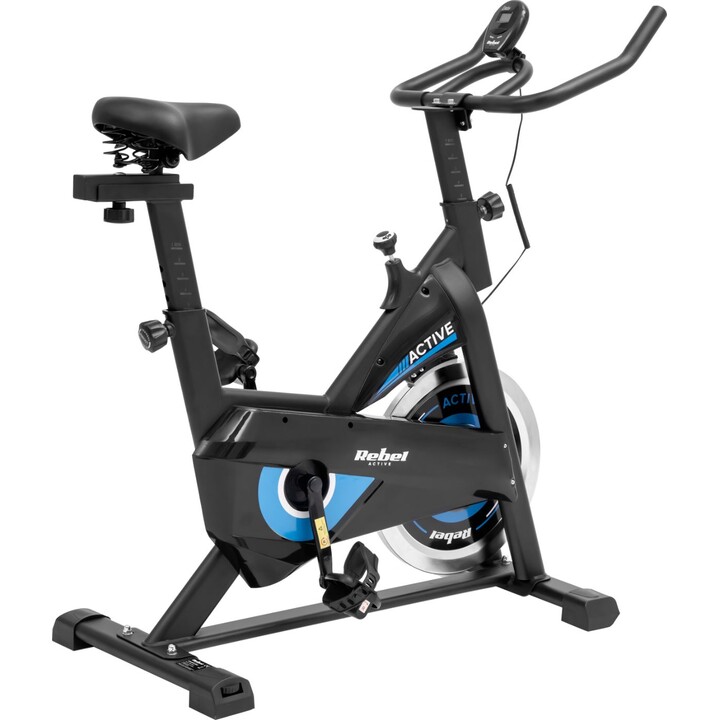 Bicicleta de spinning Rebel Active RBA-1008, Pantalla LCD, función de medir tiempo, distancia, velocidad, calorías