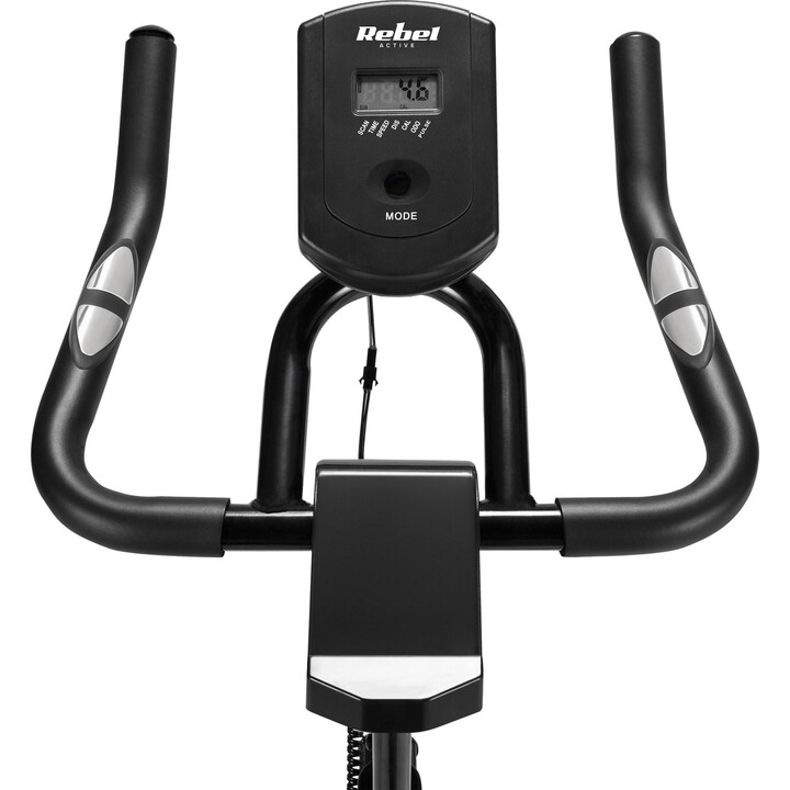 Bicicleta de spinning Rebel Active RBA-1016, Pantalla LCD, función de medir tiempo, distancia, velocidad, calorías, pulso, ODO