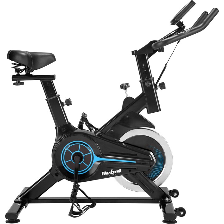 Bicicleta de spinning Rebel Active RBA-1016, Pantalla LCD, función de medir tiempo, distancia, velocidad, calorías, pulso, ODO