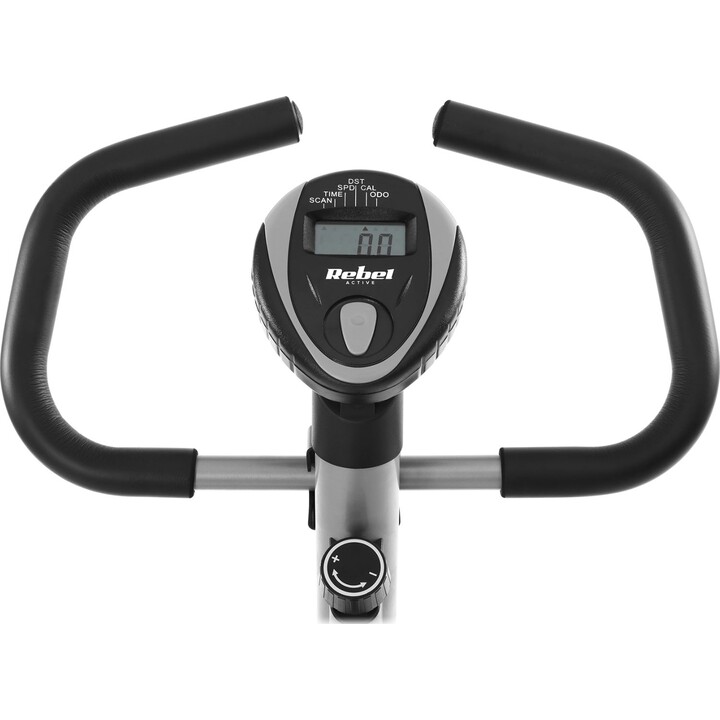 Bicicleta estática Rebel Active RBA-1013, Pantalla LCD, función de medir escaneo, tiempo, velocidad, distancia, ODO, calorías