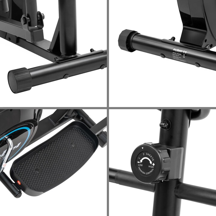 Bicicleta elíptica magnética Rebel Active RBA-1011, Pantalla LCD, Sensores de frecuencia cardíaca