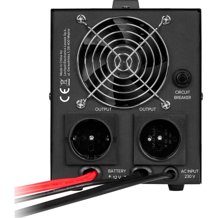 Fonte de alimentação ininterrupta Rebel POWER-1000 - conversor com onda senoidal pura e função de carregamento 12V 230V 1000VA/7