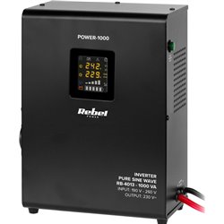 Rebel POWER-1000 Wand-Notstromversorgung - Wandkonverter mit reiner Sinuswelle und Ladefunktion 12V 230V 1000VA/700W