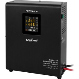 Rebel POWER-500 Wall-Mounted Emergency Power Supply - converter with pure sine wave and charging function 12V 230V 500VA/300W