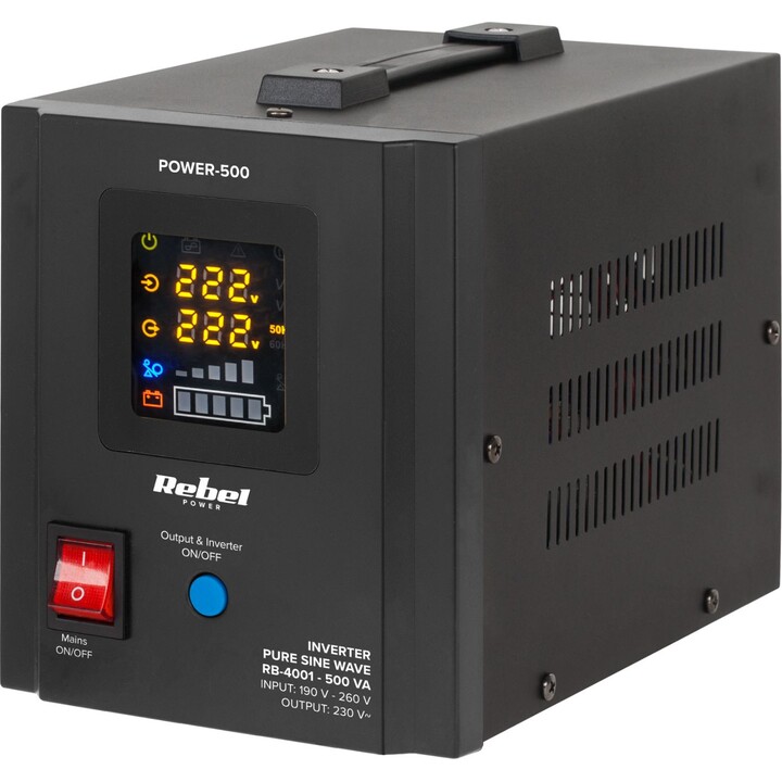 Sistema de alimentación ininterrumpida Rebel POWER-500, 300 W, Tres modos de funcionamiento
