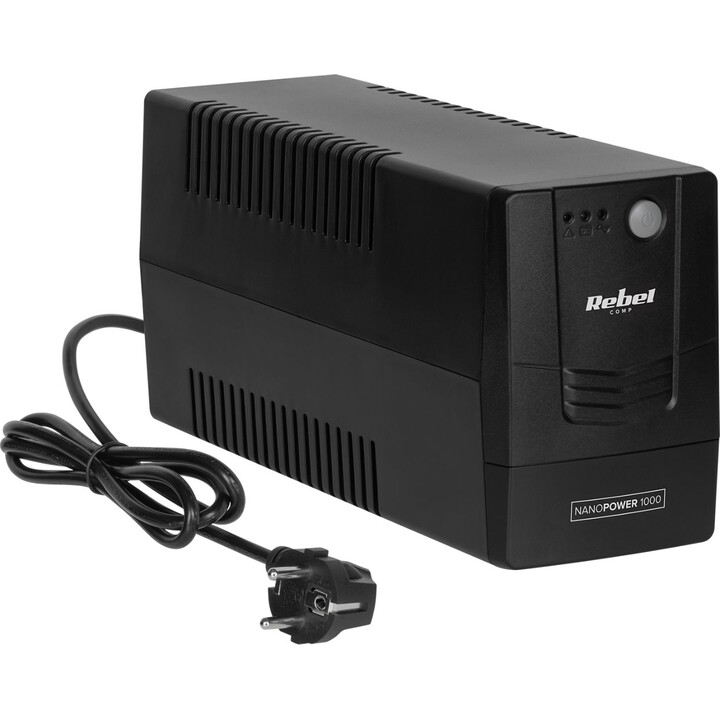 Uninterruptible computer power supply UPS REBEL model Nanopower 1000 (offline, 1000VA / 600W, 230 V, 50Hz)
