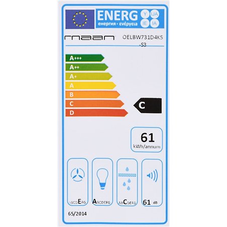 Datos energéticos de la campana extractora de cocina Maan Elba 2 W 731