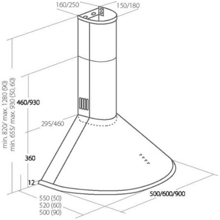 Akpo Wk-4 Dandys Chimney Hood 50 Cm 450 M3/H White