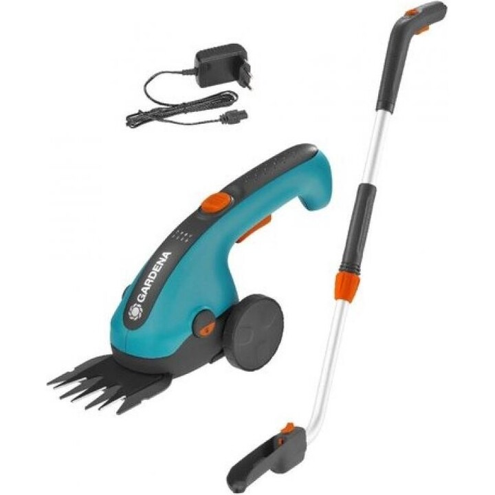 Set of battery grass scissors + handle/wheels, 09889-20