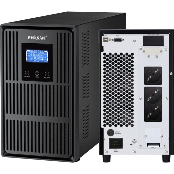 UPS Online Phasak Conqueror Pro 3000 VA Online LCD/ 3000VA-2700W/ 4 Saídas/ Formato Torre