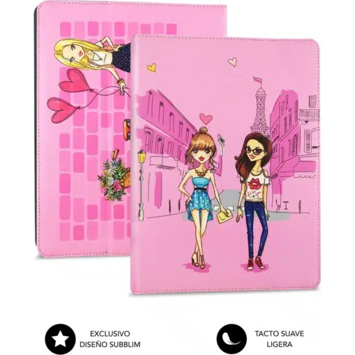 UNIVERSAL SUBBLIM TRENDY FASHION MÄDCHEN FALL FÜR TABLETTE BIS 10,6 '/ 25,6 cm - ÄHNLICHES LEDER AUSSEN - VELVET INNENRAUM