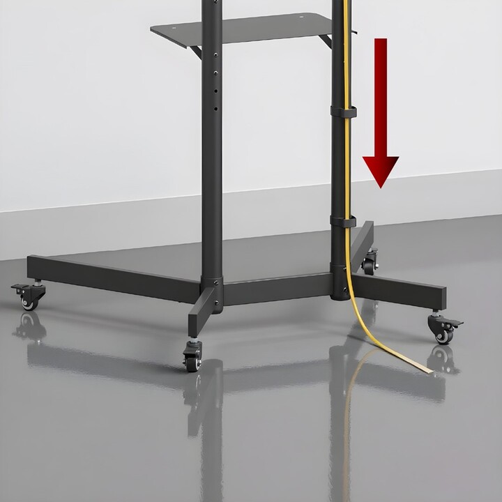 Suporte/carrinho de TV Maclean, prateleira para câmera, sobre rodas, 37-70", carga máxima de 45 kg/prateleira de 5 kg, VESA