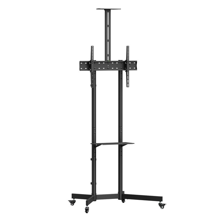 Suporte/carrinho de TV Maclean, prateleira para câmera, sobre rodas, 37-70", carga máxima de 45 kg/prateleira de 5 kg, VESA