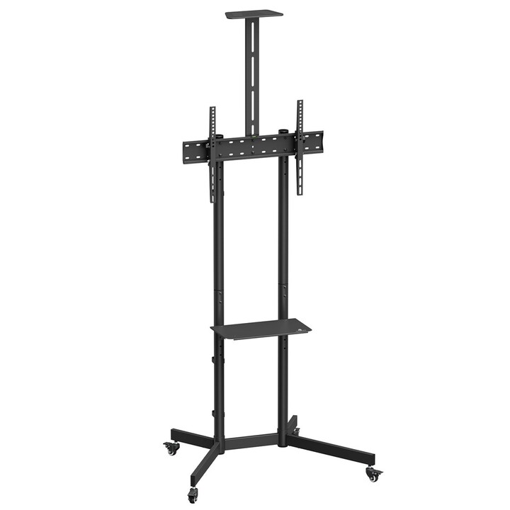 Suporte/carrinho de TV Maclean, prateleira para câmera, sobre rodas, 37-70", carga máxima de 45 kg/prateleira de 5 kg, VESA