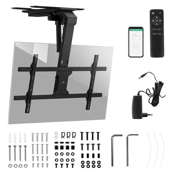 Elektrische Halterung für Maclean TV, Decke, Tuya-Support, max. VESA 800x400, für TV 43-86", max. 45kg, MC-110 T