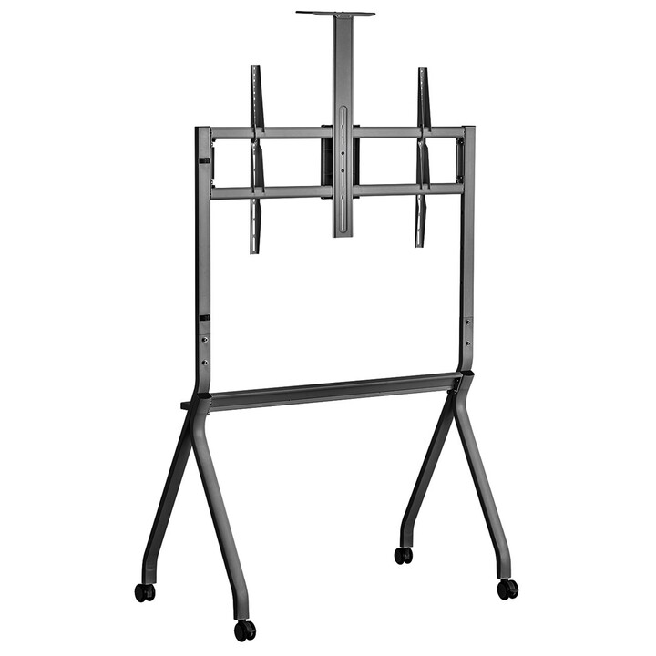 Maclean TV stand/trolley, camera shelf, on wheels, 55-100", max load 120kg/10kg shelf, max VESA 900x600, black