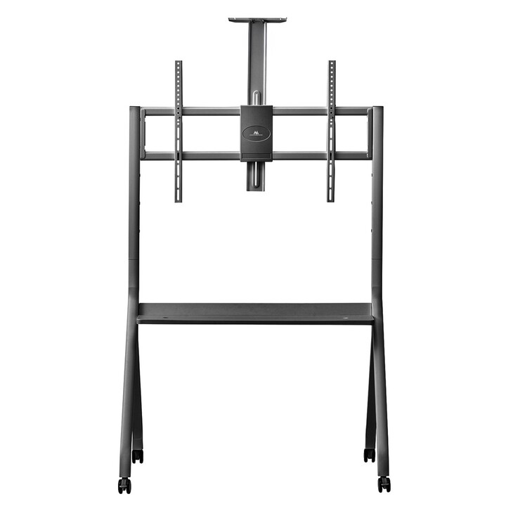 Maclean TV stand/trolley, camera shelf, on wheels, 55-100", max load 120kg/10kg shelf, max VESA 900x600, black