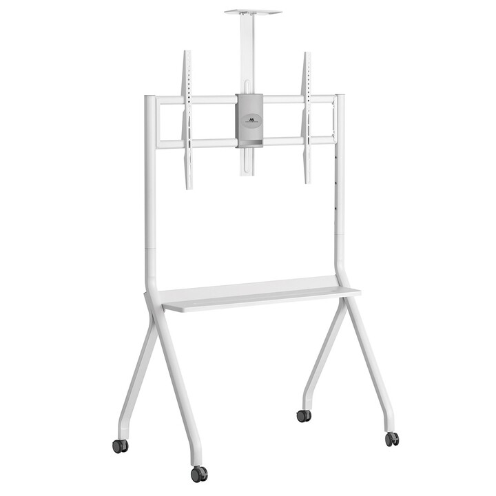 Suporte/carrinho de TV Maclean, prateleira para câmera, sobre rodas, 55-100", carga máxima 120 kg/prateleira de 10 kg, VESA