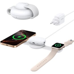 Anker MagAnker MagGo 3-in-1 Wireless Charging Station, Foldable Charging Bar, WGo Wireless Charging Station 3-in-1 faltbar white