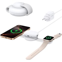 Anker MagAnker MagGo 3-in-1 Wireless Charging Station, Foldable Charging Bar, WGo Wireless Charging Station 3-in-1 faltbar white