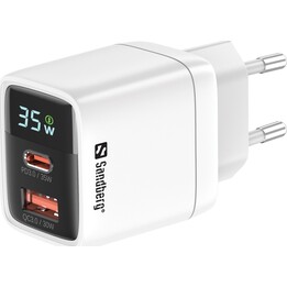 Sandberg 441-52 35-W-Ladegerät, 2 USB-C/USB-A-Anschlüsse, Weiß