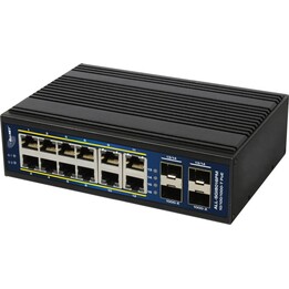 Allnet Conmutador industrial inteligente gestionado Capa 2+ 16 puertos GbE, 12 PoE+, 4 SFP