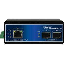 Allnet Conmutador industrial no administrado de capa 2, 3 puertos, 2.5 GbE, Presupuesto PoE de 90 W, 1 puerto PoE