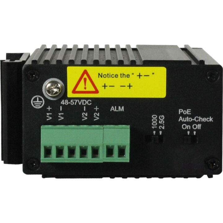 Allnet Conmutador industrial no administrado de capa 2, 3 puertos, 2.5 GbE, Presupuesto PoE de 90 W, 1 puerto PoE