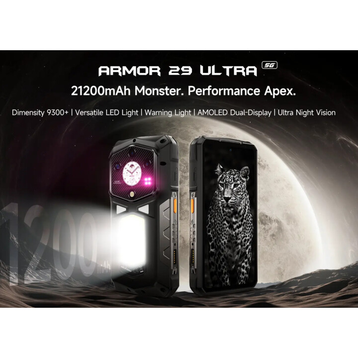 Ulefone Armor 29 Ultra, 16GB RAM 1TB, 6.67‑inch Display, 21200mAh Battery, IP68, 50MP+64MP+50MP, Black