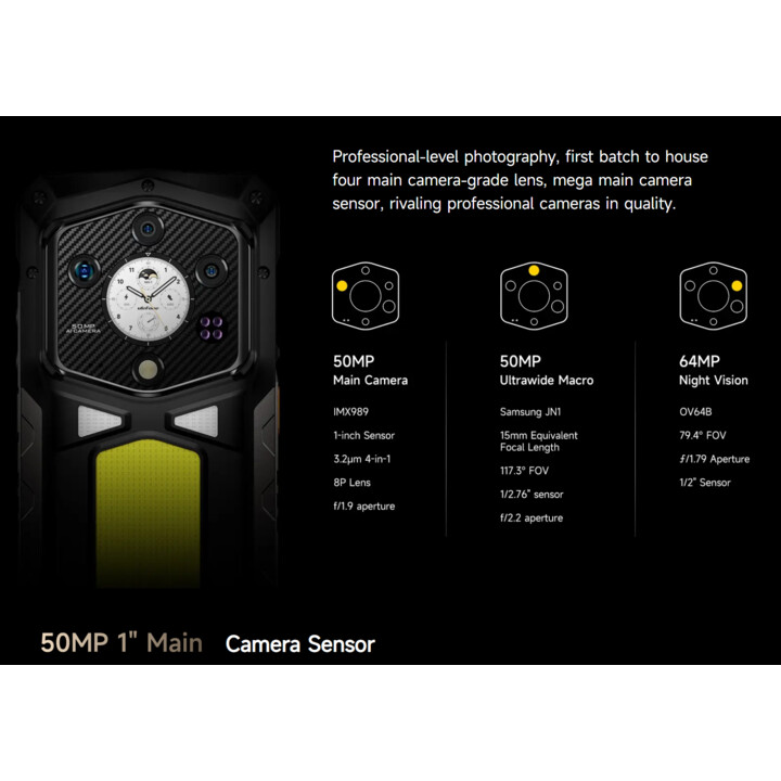 Ulefone Armor 29 Ultra, 16GB RAM 1TB, 6.67‑inch Display, 21200mAh Battery, IP68, 50MP+64MP+50MP, Black