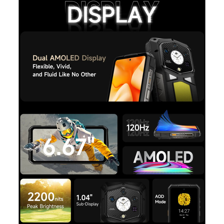 Ulefone Armor 29 Ultra, 16GB RAM 1TB, 6,67 -Zoll -Display, 21200mAh Akku, IP68, 50 MP+64 MP+50 MP, Schwarz